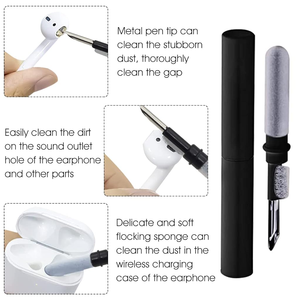 ZORBES 5 in 1 Reusable Cleaning Brush Kit for Earbud,Keyboard,Earbud Case Including Nylon Bristles, Flocking Sponge, High-density Brush, Metal Pen Tip and Keycap Puller-Black ZORBES 5 in 1 Reusable Cleaning Brush Kit for Earbud,Keyboard,Earbud Case Including Nylon Bristles, Flocking Sponge, High-density Brush, Metal Pen Tip and Keycap Puller-Black